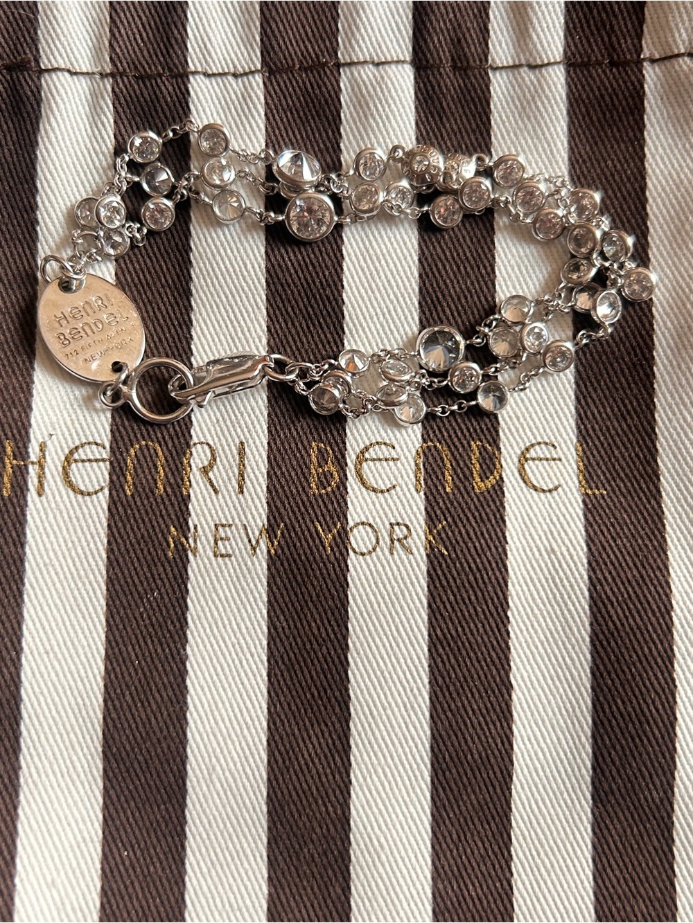 Henri Bendel Luxe Uptown Crystal Multi-Strand Bracelet Silver Tone + Dust Bag - Picture 3 of 3